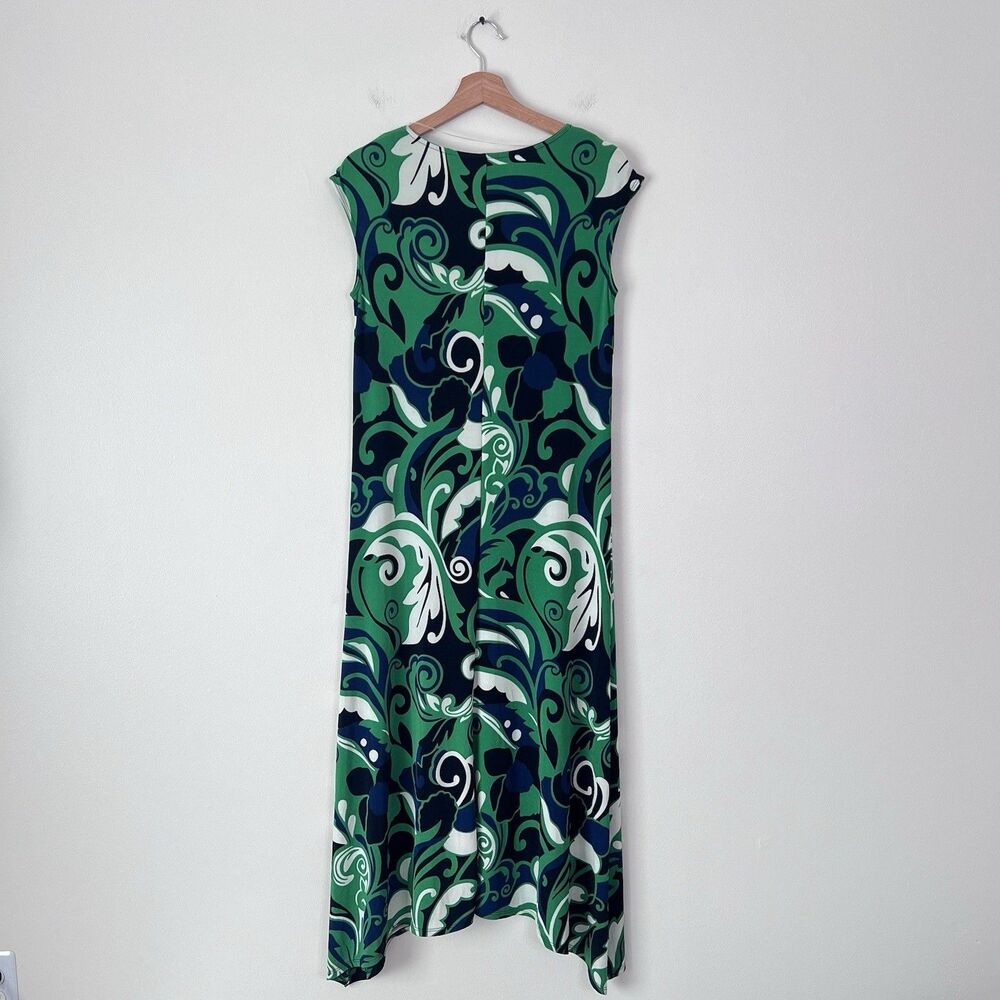 Chico’s Travelers Maxi Dress Size 0 US 4/6 Green Blue Abstract Stretch - Picture 6 of 10